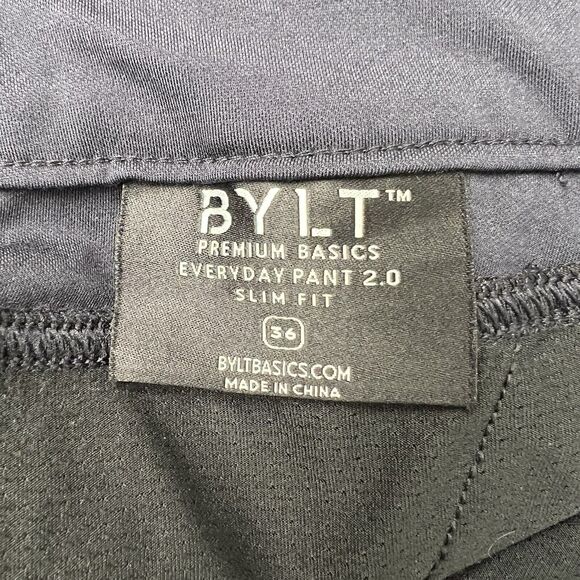 BYLT Pants Mens 33 x 30 Everyday 2.0 Chino Slim Fit Straight Zip Pocket Navy. - Picture 6 of 7
